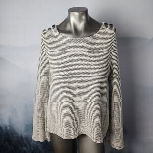 Roxy Free Thinking Button Trim Knit Gray Sweater | Junior's Medium